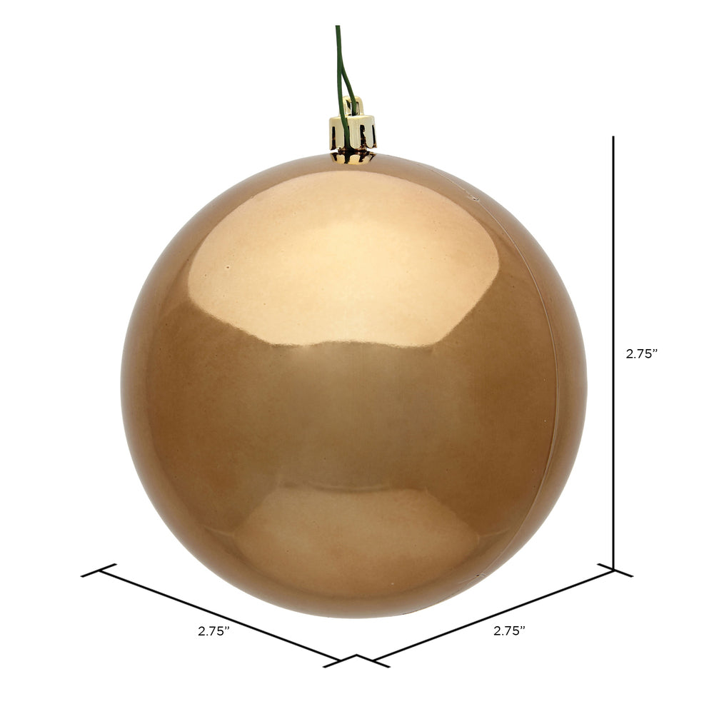 Vickerman 2.75" Mocha Shiny Ball Ornament 12 per Bag