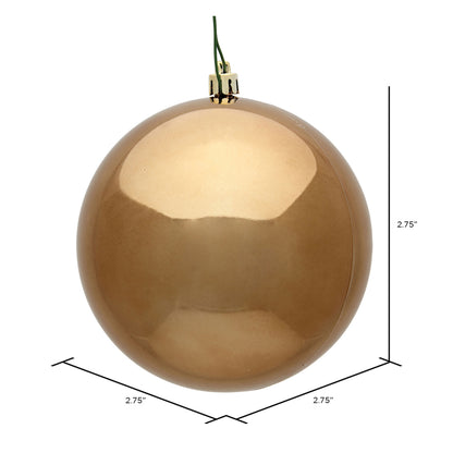 Vickerman 2.75" Mocha Shiny Ball Ornament 12 per Bag