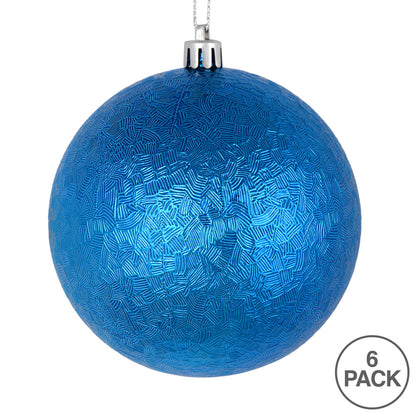 Vickerman 4" Blue Brushed Ball Ornament 6 per Bag