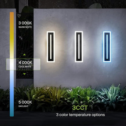 ASD Lighting LED Outdoor Wall Sconce with Center Light 24" 24W 120-277V CCT Selectable 3000/4000/5000K Dimmable Black ETL