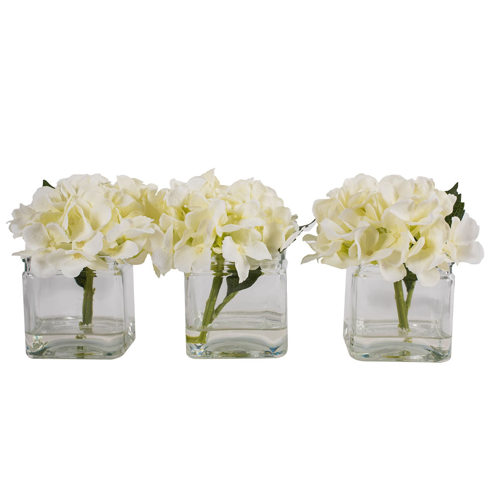 Vickerman Artificial 5" White Hydrangea in Cube.