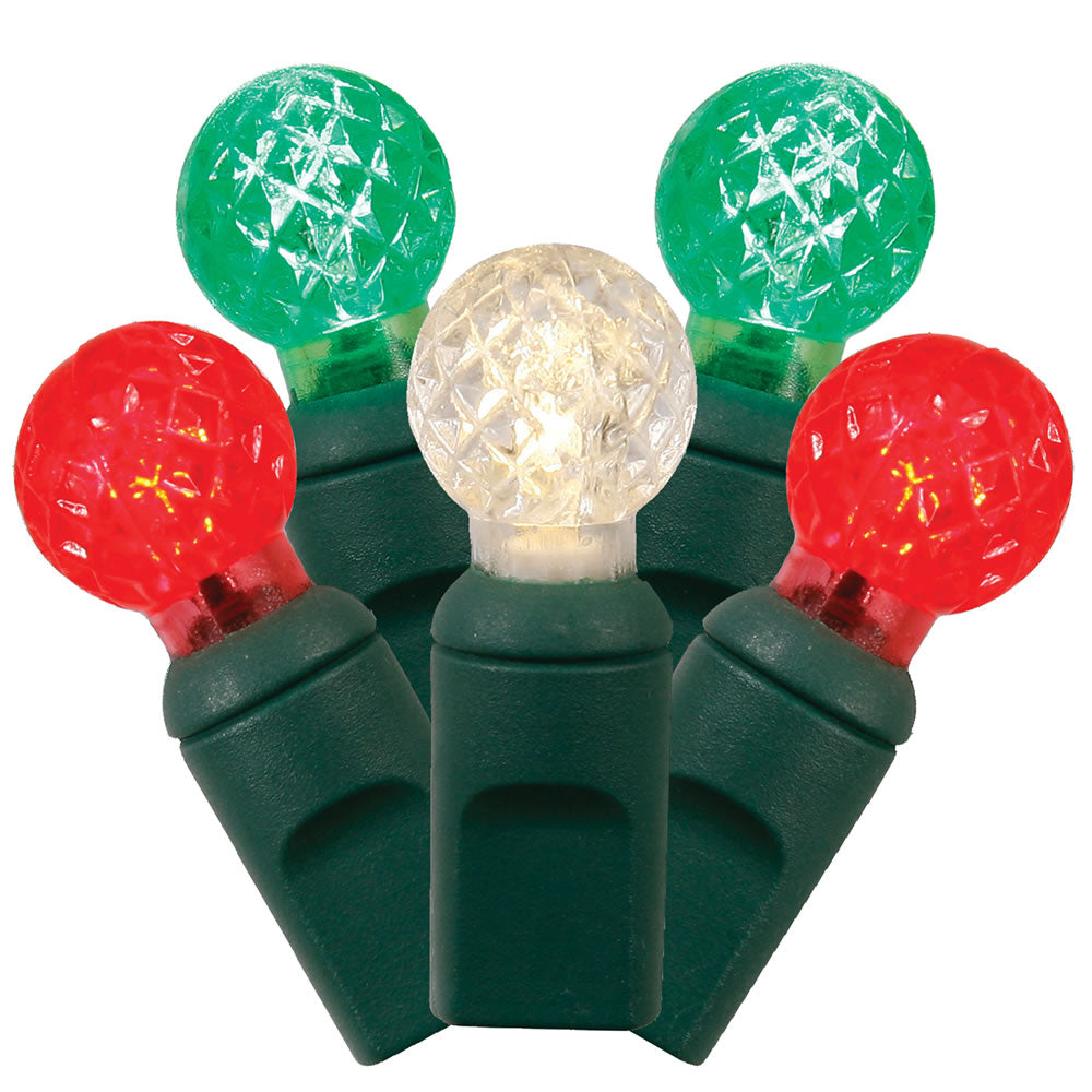 Vickerman 50 Red-White-Green G12 LED Light on Green Wire 25' Christmas Single Mold Light Strand