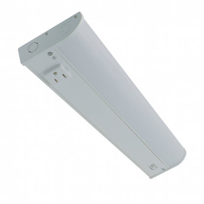 ASD Lighting LED Under Cabinet Bullnose with 1 power outlet 18" 8W 120V CCT Selectable 3000/4000/5000K Hardwired, On/Off Switch, White ETL
