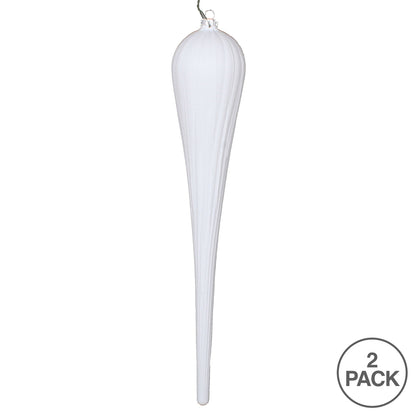 Vickerman 15.75" White Matte Glitter Drop Christmas Ornament Pack of 2