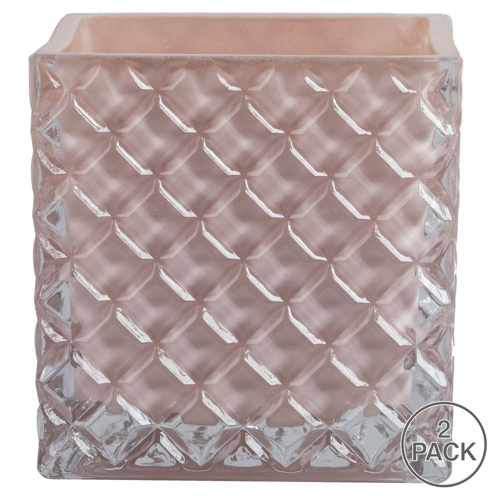 Vickerman 4" Almondine Square Glass Container Set of 2