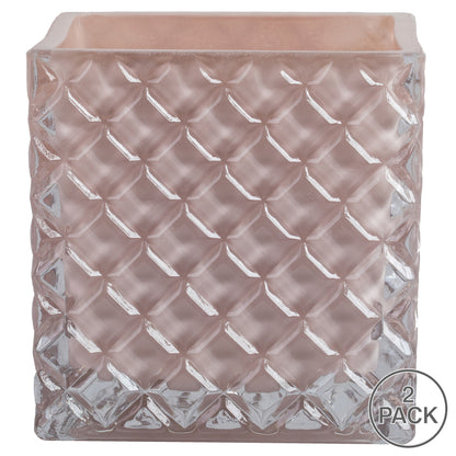 Vickerman 4" Almondine Square Glass Container Set of 2