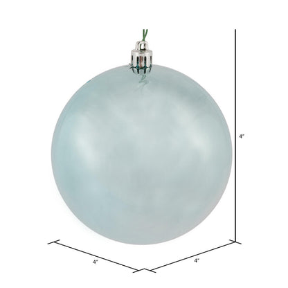 Vickerman 4" Baby Blue Shiny Ball Ornament 6 per Bag