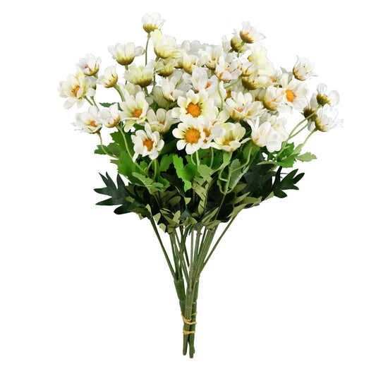 Vickerman 14.5" Artificial White Wild Daisy Bush Set of 3