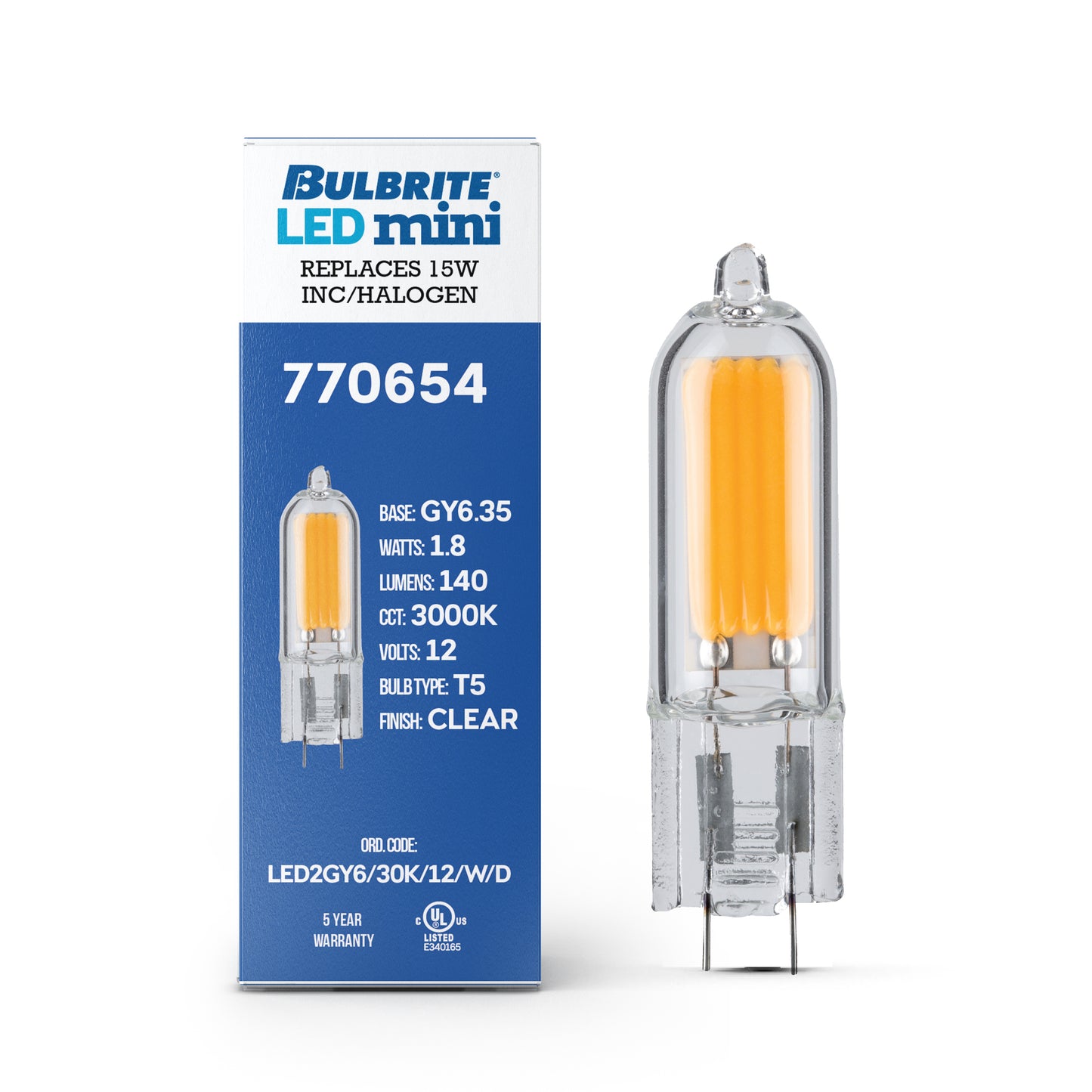 Bulbrite 770654 1.8W LED GY6 WAFER GLASS 3000K 12V