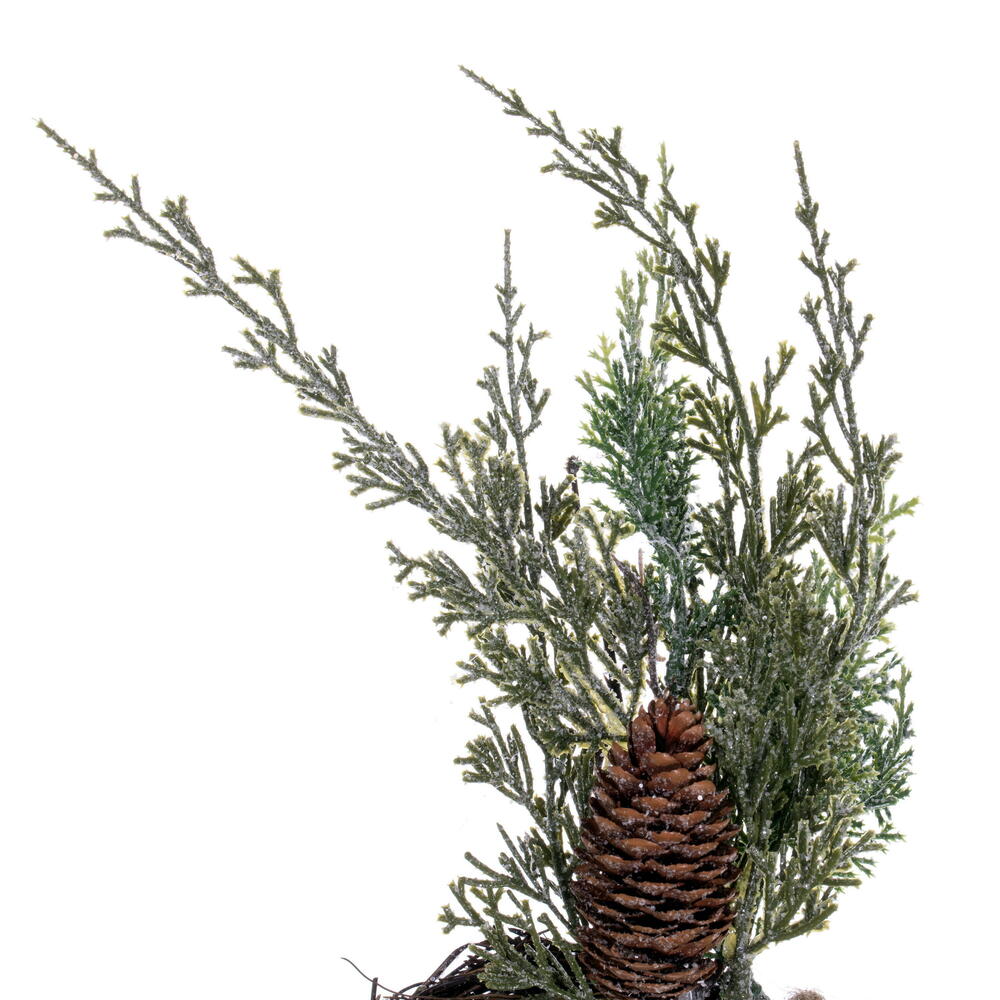 Vickerman 18" Artificial Snow Cedar Hanging Wreath with Pinecones