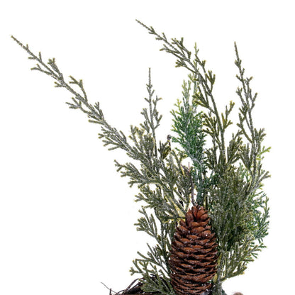 Vickerman 18" Artificial Snow Cedar Hanging Wreath with Pinecones