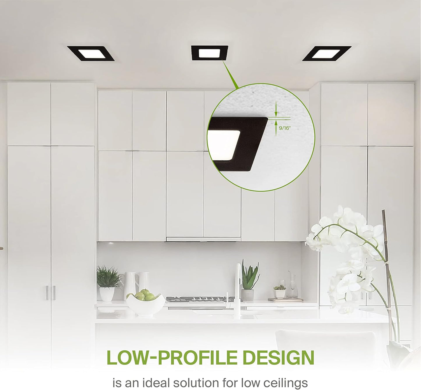 ASD Lighting LED Recessed Mini Panel Square 3inch 6W 120V Triac 2700/3000/3500/4000/5000K Black UL Energy Star 6 pack