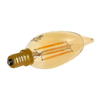 Euri Lighting VBA10-3020ea-4 Vintage LED 40-Watt Equivalent B10 Angular Tip Filament Lamp E12 Candelabra Amber Glass Dimmable - 2700K - 4 Pack