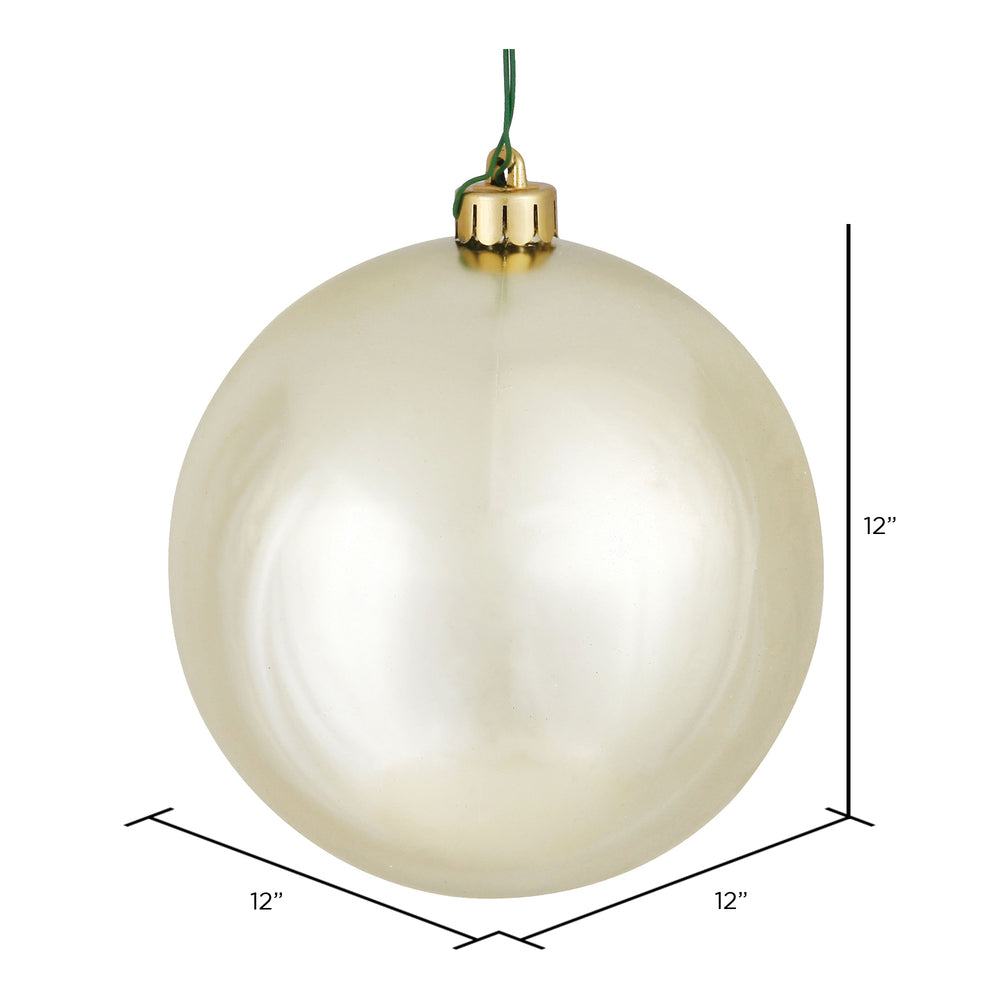 Vickerman 12" Champagne Shiny Ball Ornament