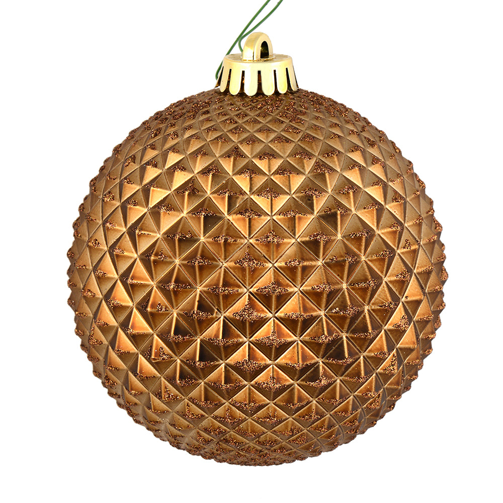 Vickerman 6" Mocha Durian Glitter Ball Ornament 4 per Bag
