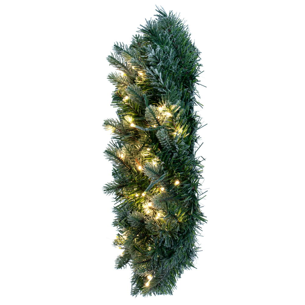 Vickerman 24" Frosted Douglas Fir Artificial Pre-Lit Wreath Warm White 3mm LED Wide Angle Lights.