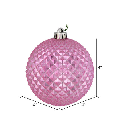 Vickerman 4" Pink Durian Glitter Ball Ornament 6 per Bag