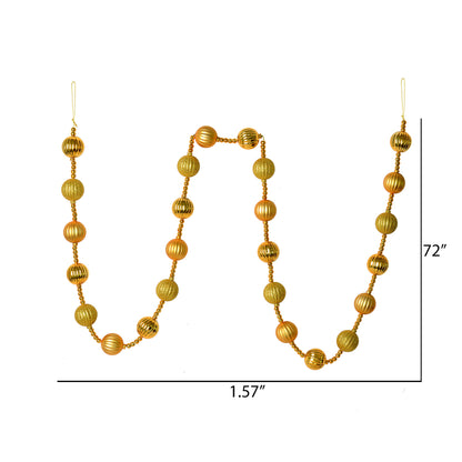 Vickerman 6' Honey Gold Stripe Ball Ornament Christmas Garland