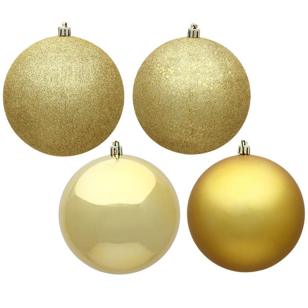 Vickerman 8" Gold 4-Finish Ball Ornament Assortment 4 per Bag