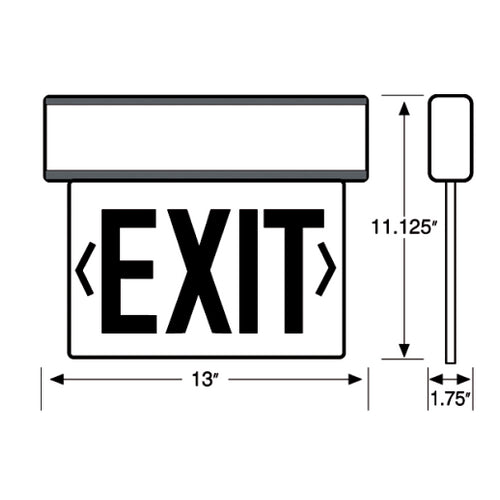 Westgate LED Edgelit Exit Sign W. B/C Single Face Univ 120/277V Red Letter, Clear Panel, Aluminum Housing, LED Exit & Emergency Lighting, 4.5W