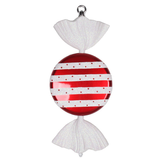 Vickerman 13" Red-White Striped Flat Candy Christmas Ornament