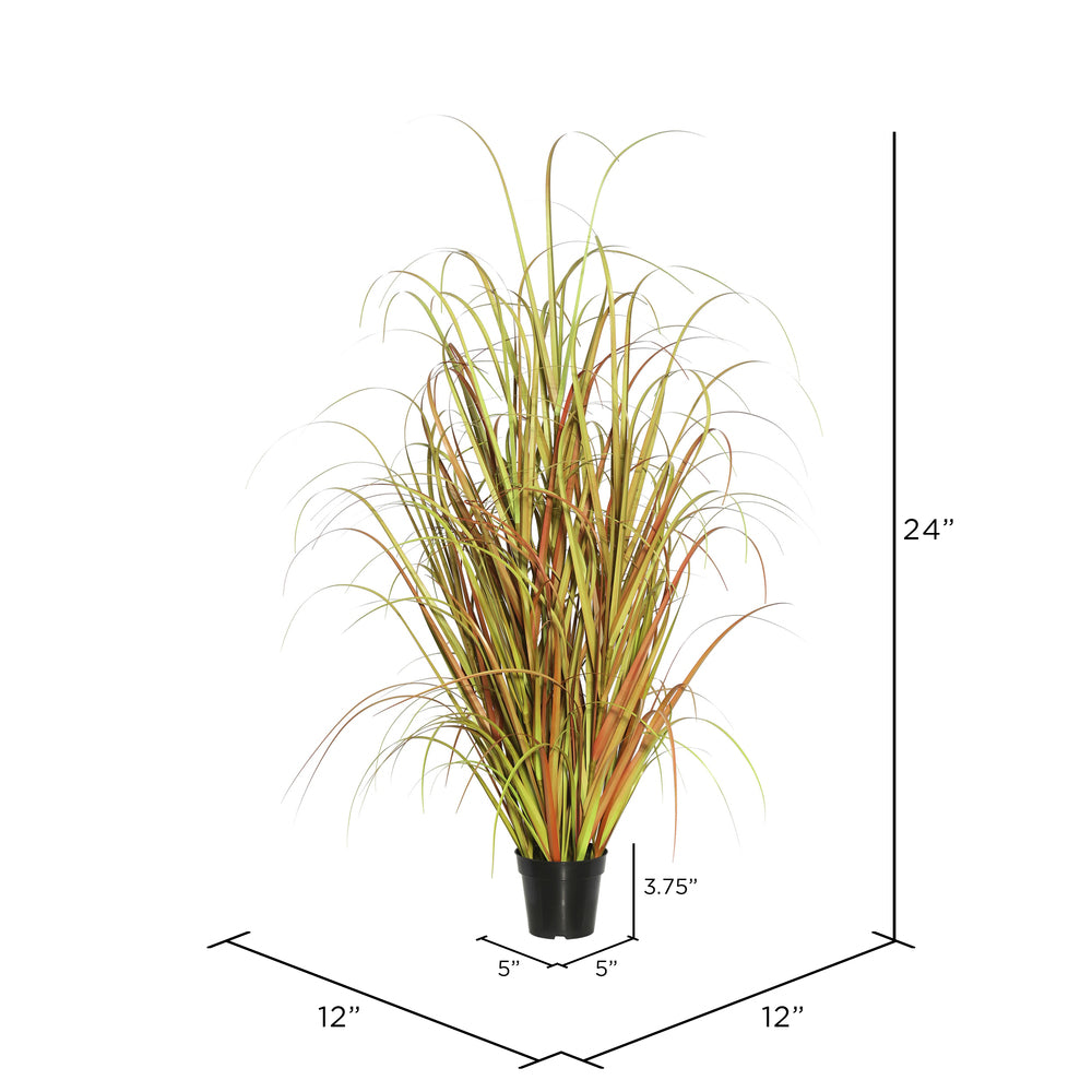 Vickerman 24" PVC Artificial Potted Mixed Brown Grass.