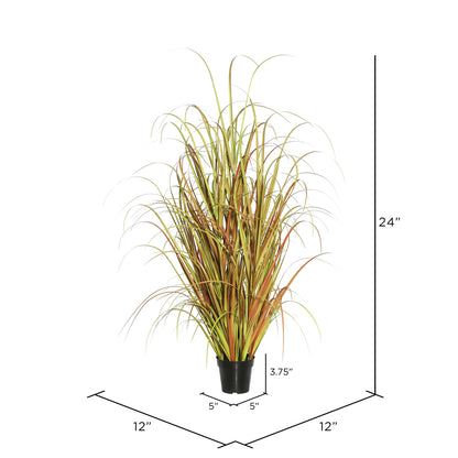 Vickerman 24" PVC Artificial Potted Mixed Brown Grass.