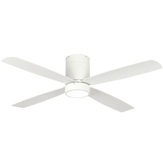 Westgate 52In 4-Blade Ceiling Fan And Light 30K 19W Integ. LED Wall Switch White And White Blades, Commercial Indoor Lighting, 19W, 1600 Lumens, 3000K, White And White Blades Finish