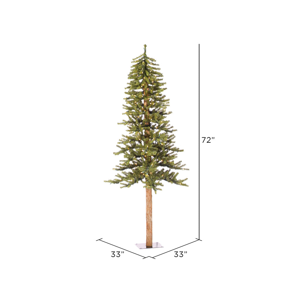 Vickerman 6' x 33" Natural Alpine Artificial Christmas Tree Warm White LED Lights.