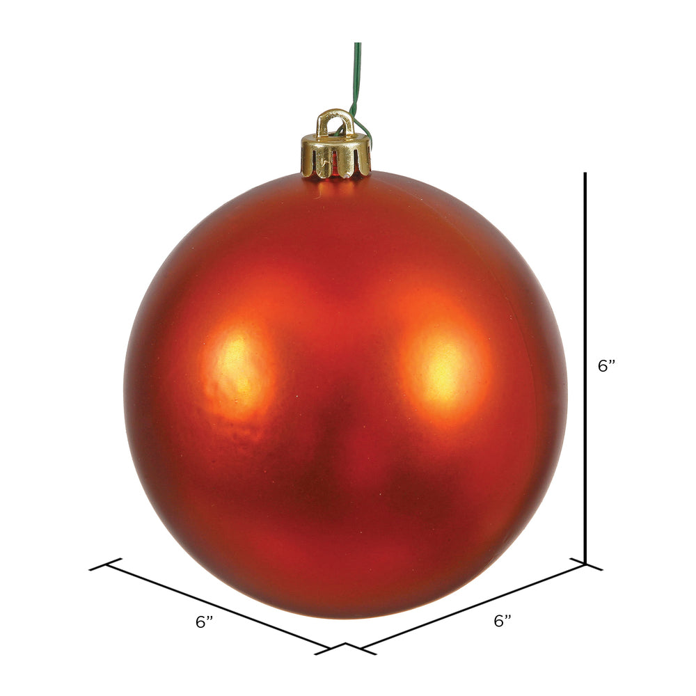 Vickerman 6" Burnished Orange Matte Ball Ornament 4 per Bag