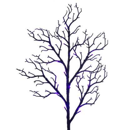 Vickerman 6' Black Twig Tree 96 Purple/Orange Lights.