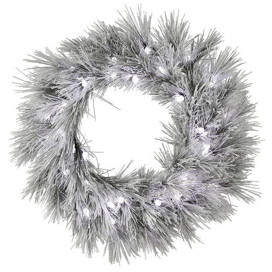 Vickerman 60" Flocked Alder Long Needle Pine Artificial Christmas Wreath Warm White C7 LED Lights
