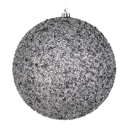 Vickerman 4" Silver Beaded Ball Ornament 6 per Bag