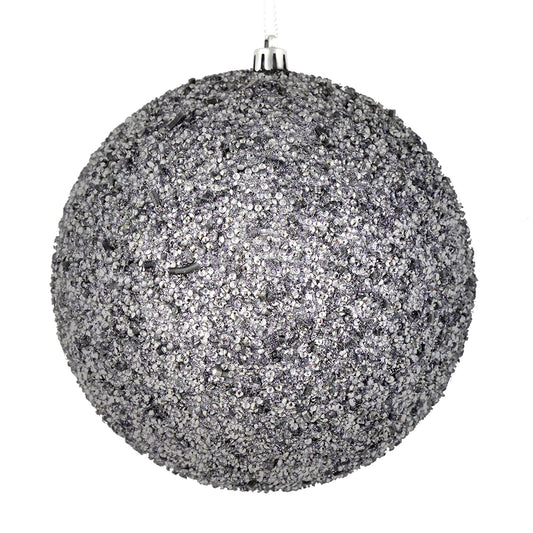 Vickerman 4" Silver Beaded Ball Ornament 6 per Bag