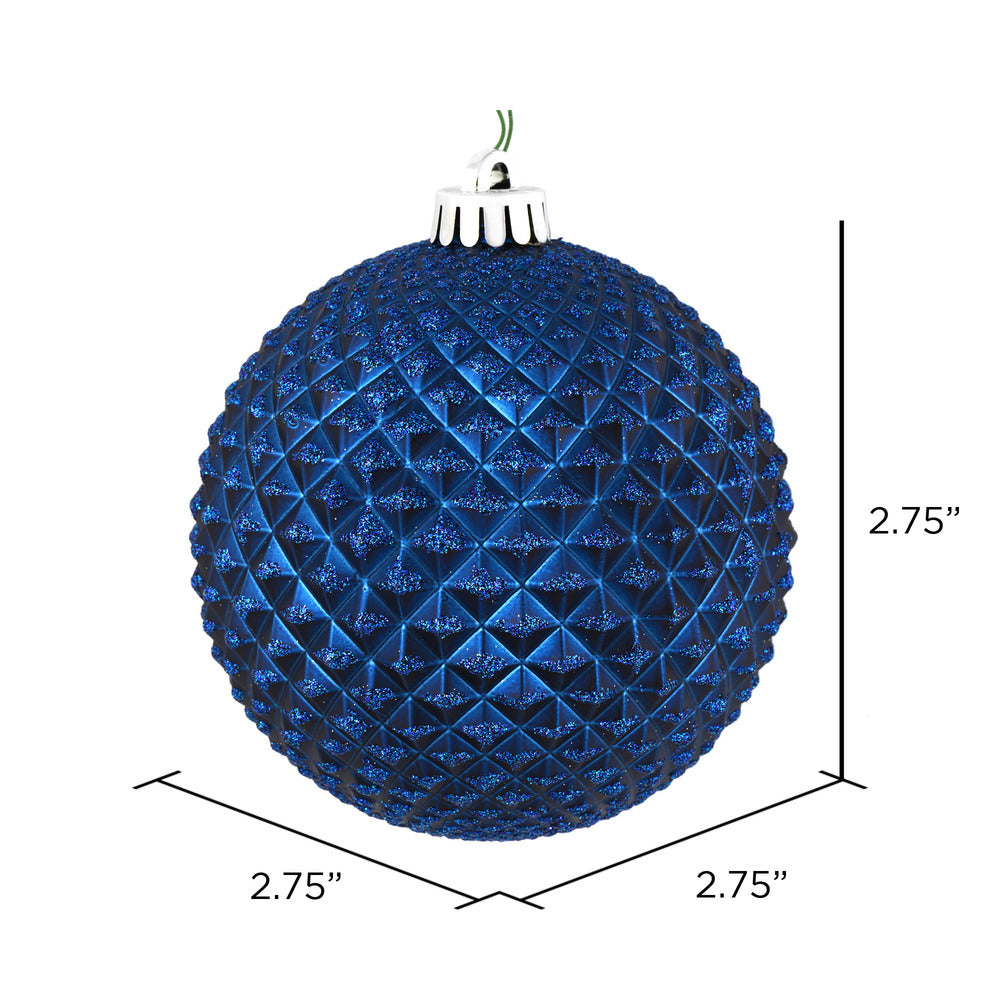 Vickerman 2.75" Midnight Blue Durian Glitter Ball Ornament 12 per Bag