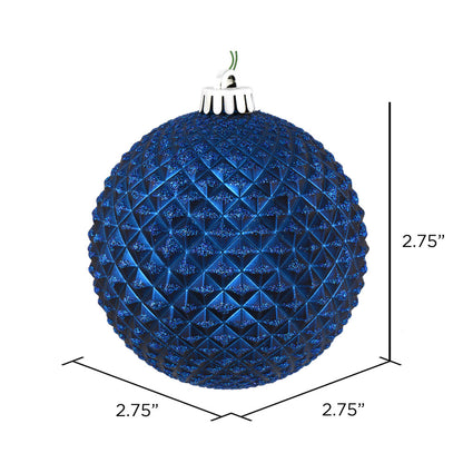 Vickerman 2.75" Midnight Blue Durian Glitter Ball Ornament 12 per Bag