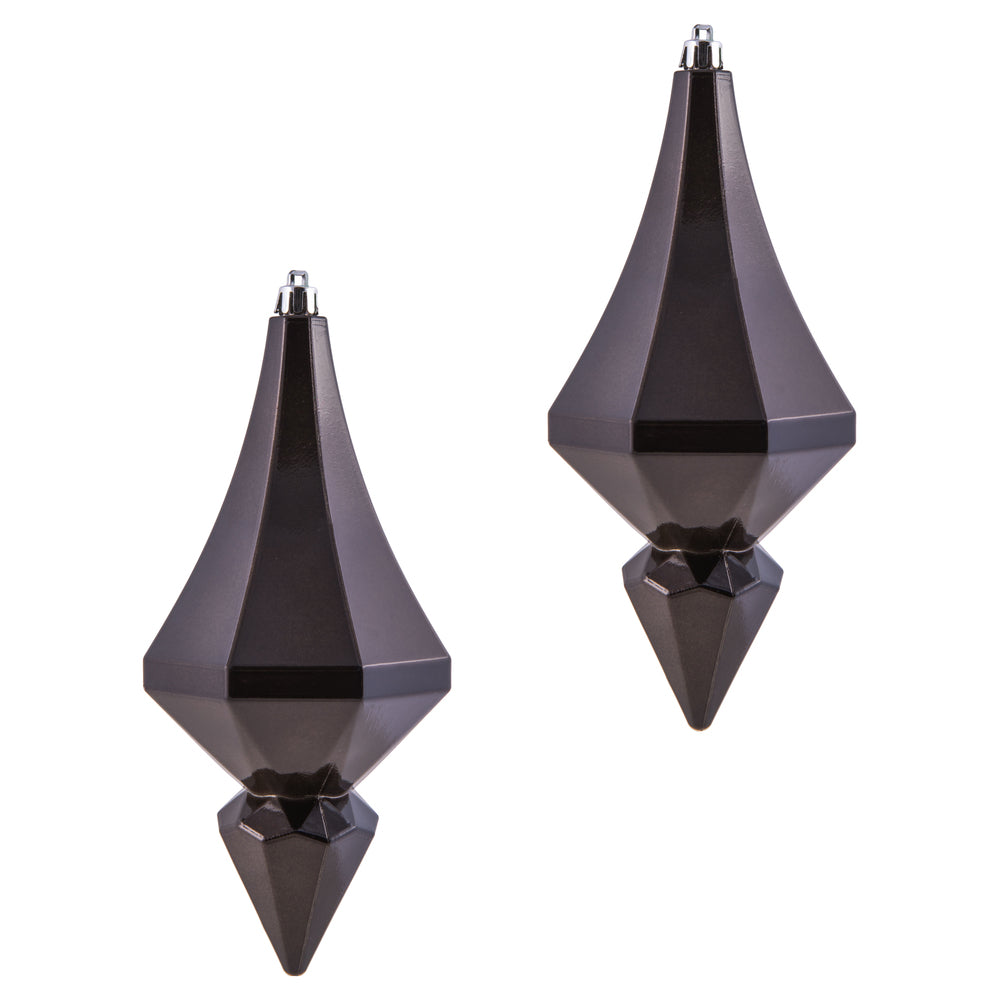 Vickerman 8" Gunmetal Candy Finish Diamond Finial Ornament Pack of 2