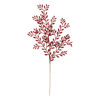 Vickerman 25" Burgundy Ruscus Glitter Artificial Christmas Spray with Jewel. Includes 12 sprays per pack.