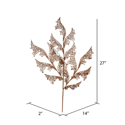Vickerman 27" Copper Glitter Coral Bells Leaf Lace Artificial Christmas Spray. Includes 12 sprays per pack.