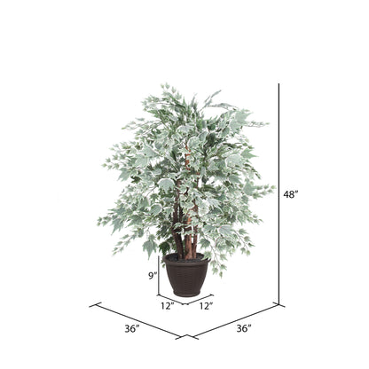 Vickerman 4' Artificial Silver Maple Extra Full Bush Brown Plastic Container.