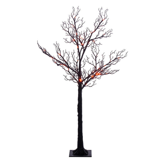 Vickerman 4' Black Twig Tree 48 Purple/Orange LED Lights.