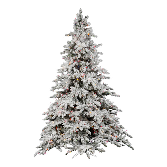 Vickerman 4.5' Flocked Utica Fir Artificial Christmas Tree Multi-Colored Lights