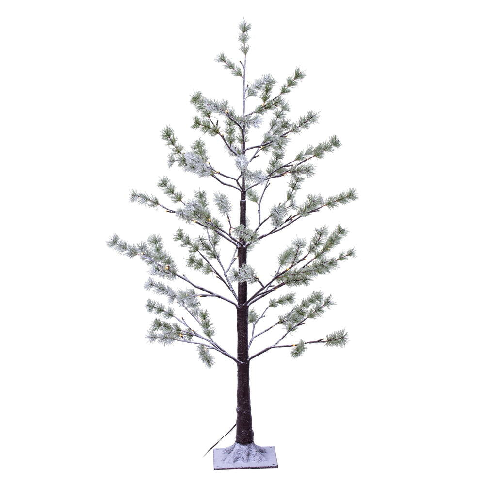 Vickerman 4' Green Frosted Mini Pine Twig Tree Warm White 3mm Wide Angle LED lights