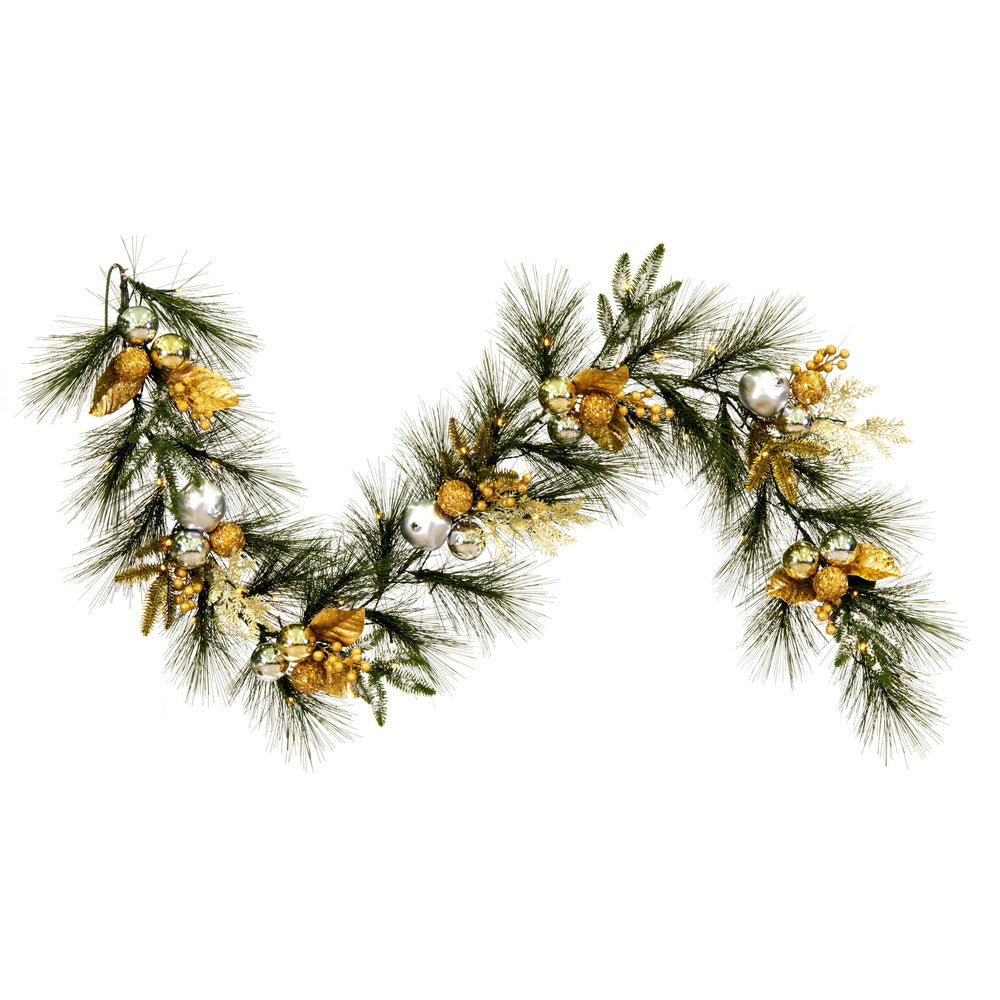 Vickerman 6' x 16" Artificial Christmas Garland Battery Operated Warm White Lights