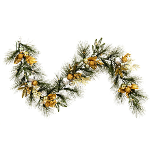 Vickerman 6' x 16" Artificial Christmas Garland Battery Operated Warm White Lights