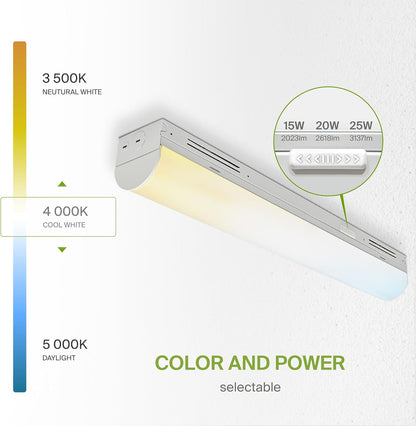ASD Lighting LED Stairwell Fixture with Q-base 2feet Power Adjustable 15/20/25W 120-277V CCT Selectable 3500/4000/5000K Dimmable White UL DLC Premium