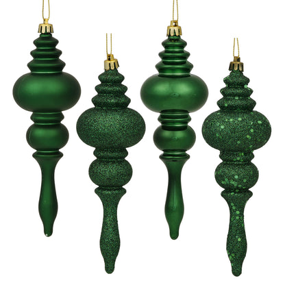 Vickerman 7" Emerald 4-Finish Finial Ornament 8 per Box