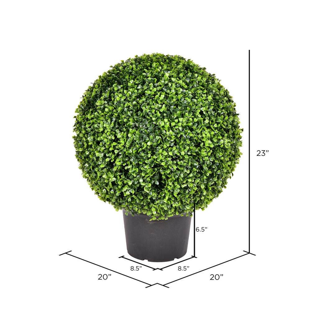Vickerman 20" Artificial Potted Green Boxwood Ball.