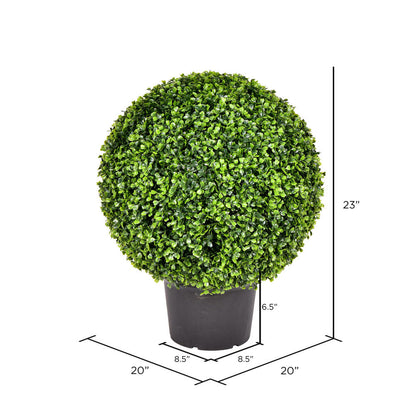 Vickerman 20" Artificial Potted Green Boxwood Ball.