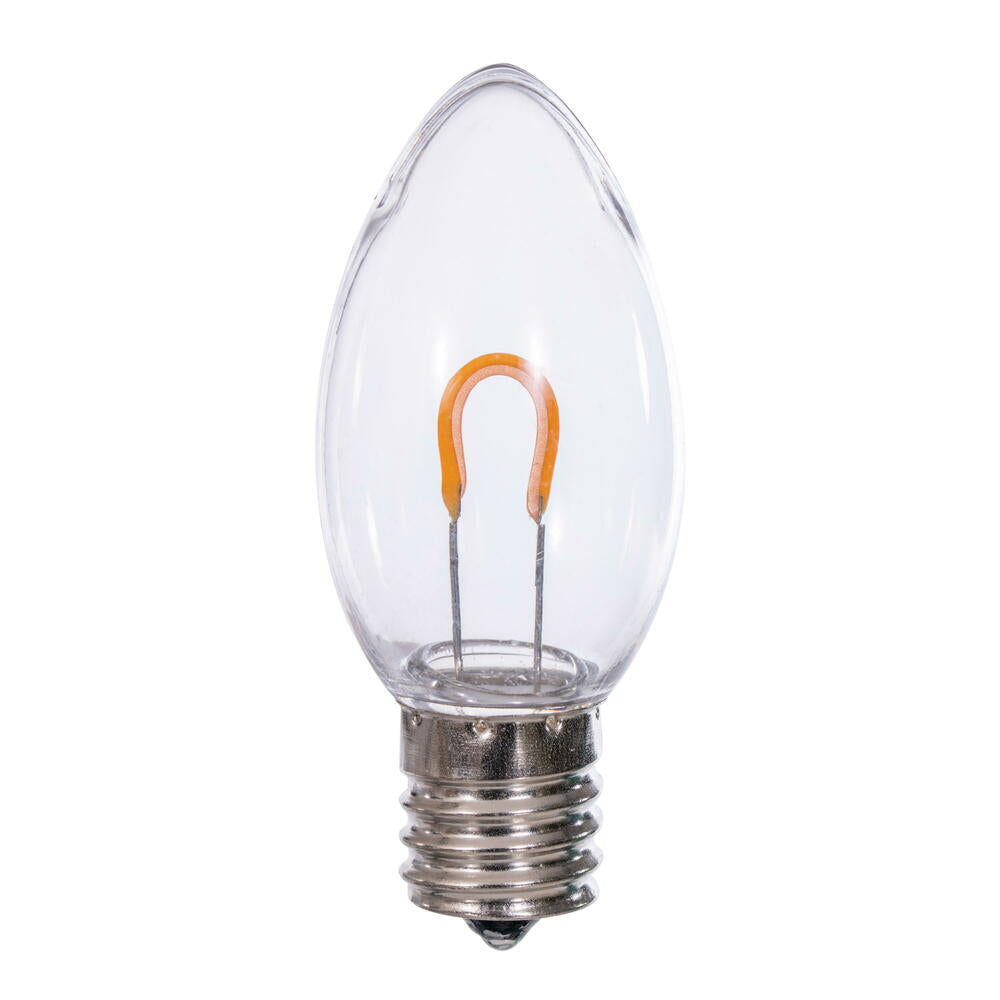 Vickerman C9 Transparent U-Shaped Filament Warm White Bulb, E17 Base, .6 Watts, 25 Pcs Assorted/Bag.  Colors included are Blue, Red, Green, Purple and Amber.